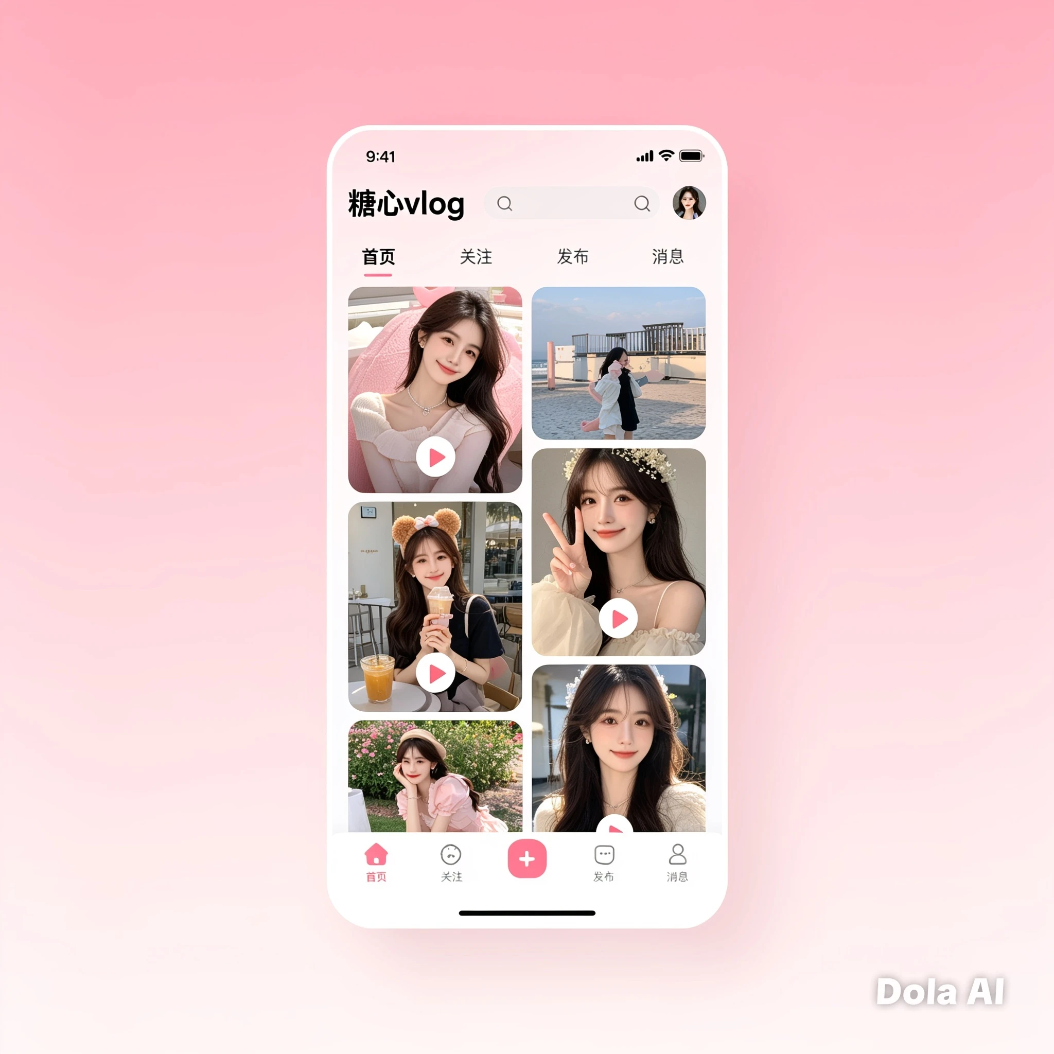 糖心Vlog移动端生活记录与设置界面